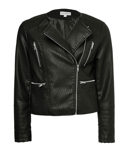 Hammered Leather Look Biker Jacket | Target Australia