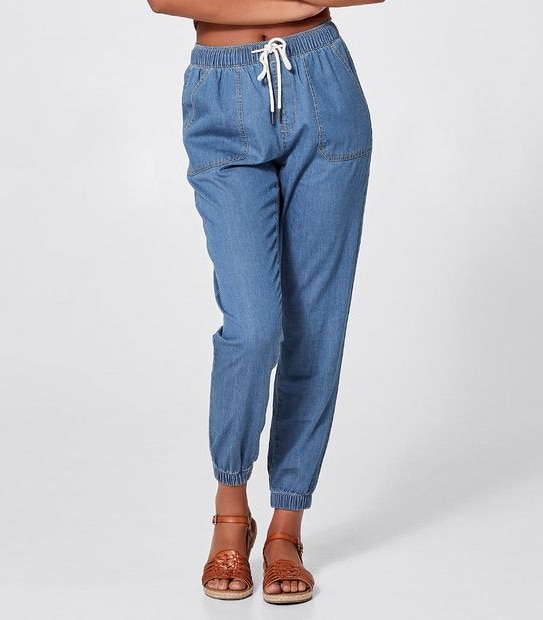 Piping Hot Chambray Jogger Pants - Mid Blue | Target Australia