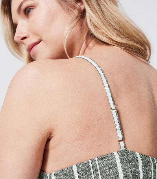 Linen Blend Cami Jumpsuit - Thyme Green/White Stripe
