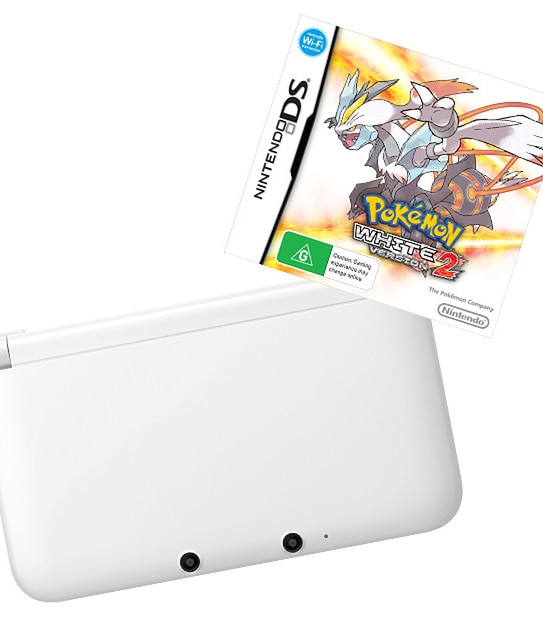 Nintendo 3DS XL White Console + Pokemon White Version 2 DS Game Bundle