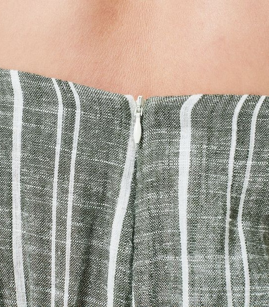 Linen Blend Cami Jumpsuit - Thyme Green/White Stripe