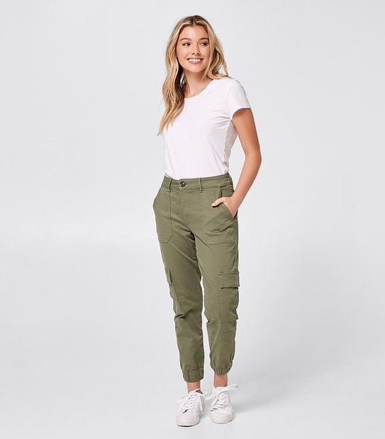 Khaki Cargo Joggers Women's