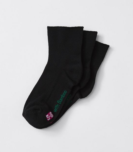 Underworks 3 Pack Eco-Friendly Bamboo Ankle Boot Socks - Black