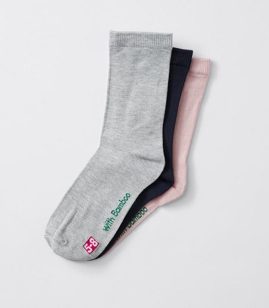 Underworks 3 Pack Eco-Friendly Bamboo Crew Socks - Pink/Grey/Navy