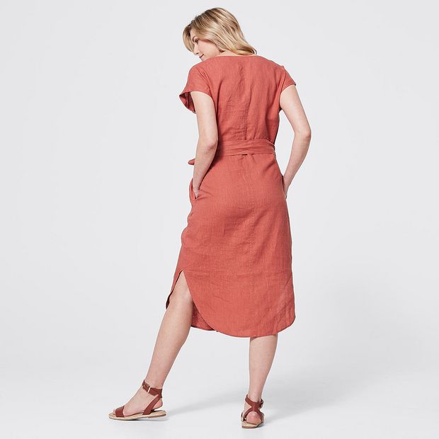 knee length dresses for ladies Tailored White Linen Shift Dress