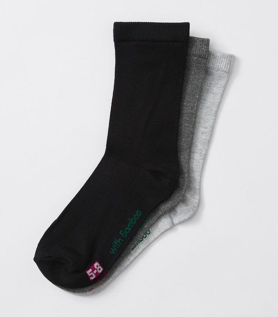 Underworks 3 Pack Eco-Friendly Bamboo Crew Socks - Black/Charcoal/Grey