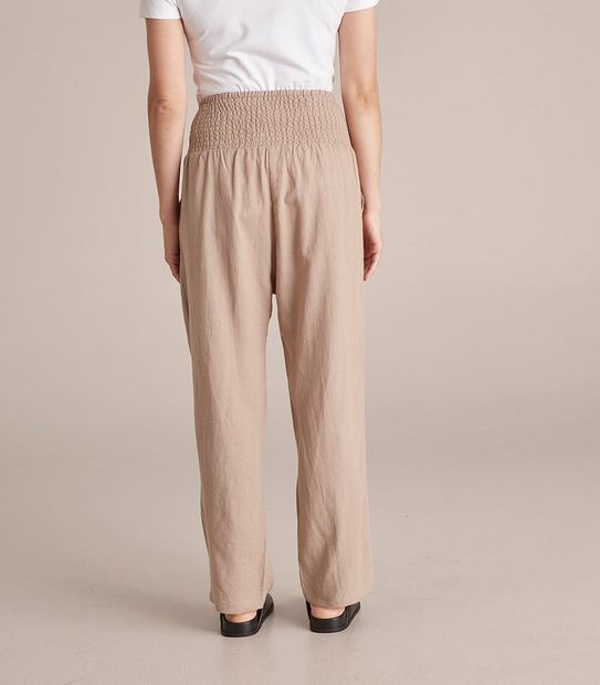 Maternity Linen Blend Shirred Waist Pants