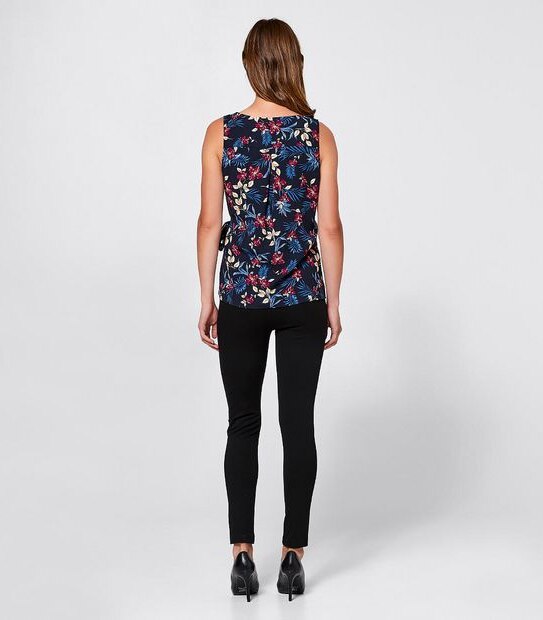 Preview Wrap Front Shell Top - Linear Floral 2 of 3