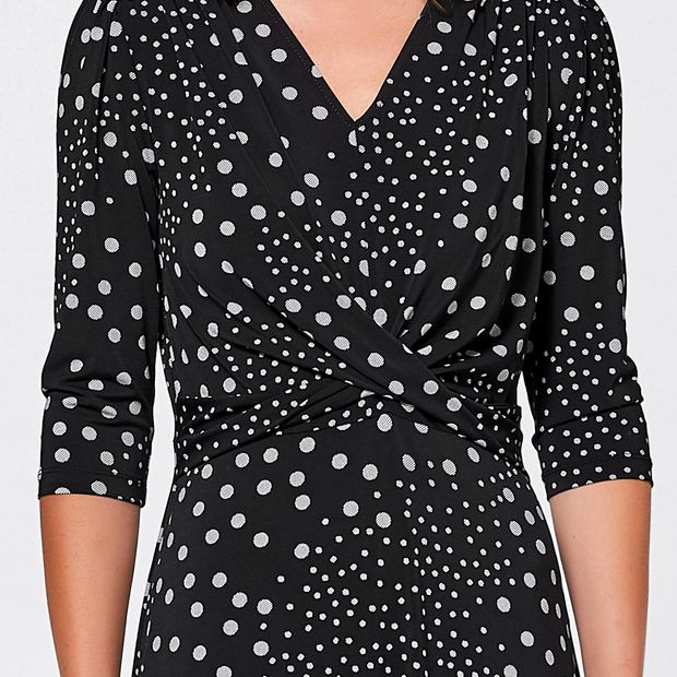 Preview 3/4 Sleeve Wrap Dress - Black Spot | Target Australia