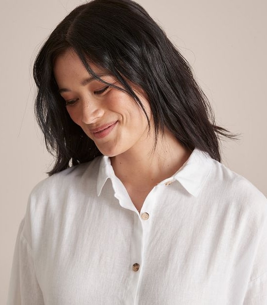 Maternity Linen Blen Gathered Peplum Shirt 4 of 5