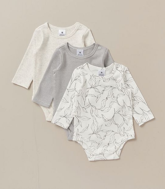3 Pack Baby Organic Cotton Rib Bodysuits