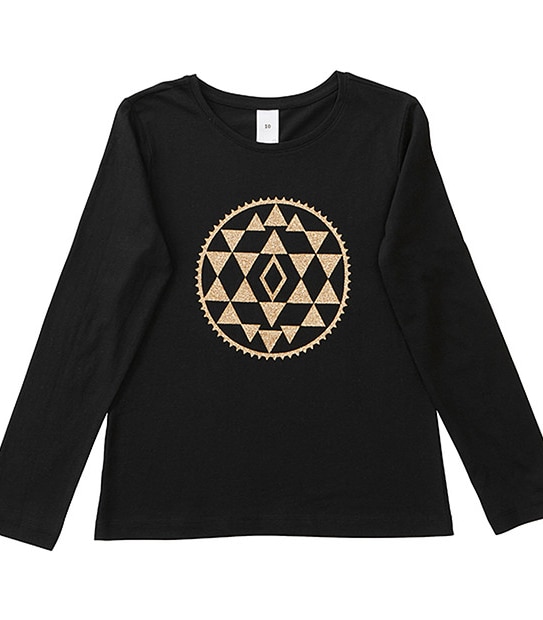 Long Sleeve Geometric Glitter Print T-Shirt