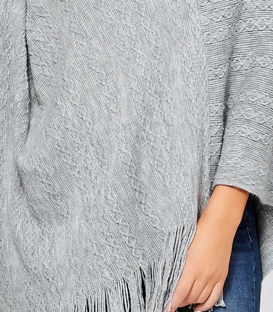 Paige Knitted Poncho - Grey Marle
