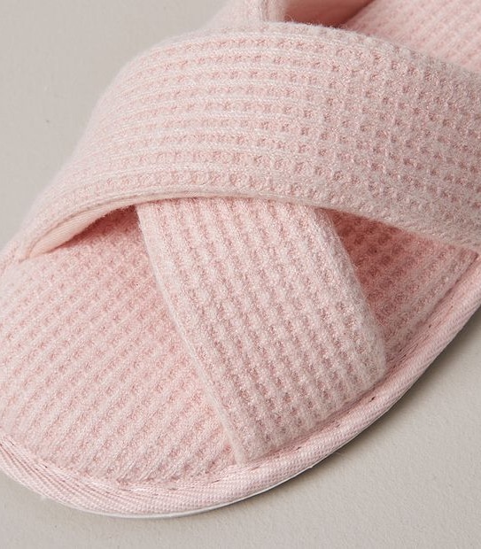Womens Hayley Waffle Jersey Scuff Slippers
