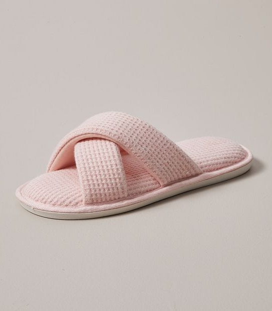 Womens Hayley Waffle Jersey Scuff Slippers