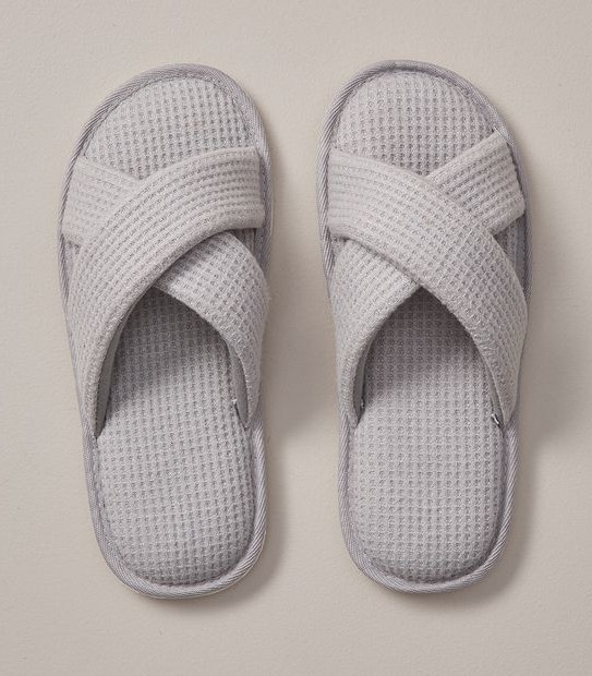 Womens Hayley Waffle Jersey Scuff Slippers