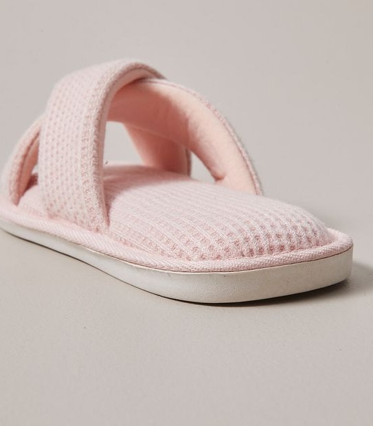 Womens Hayley Waffle Jersey Scuff Slippers