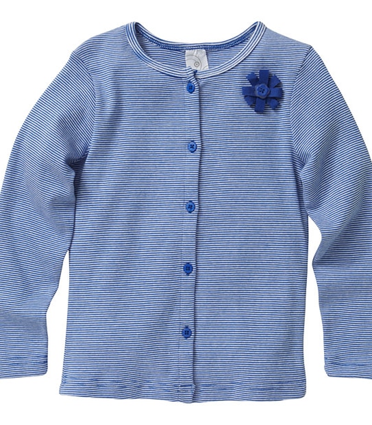 Girls' Cut + Sew Stripe Cardigan - Blue/White
