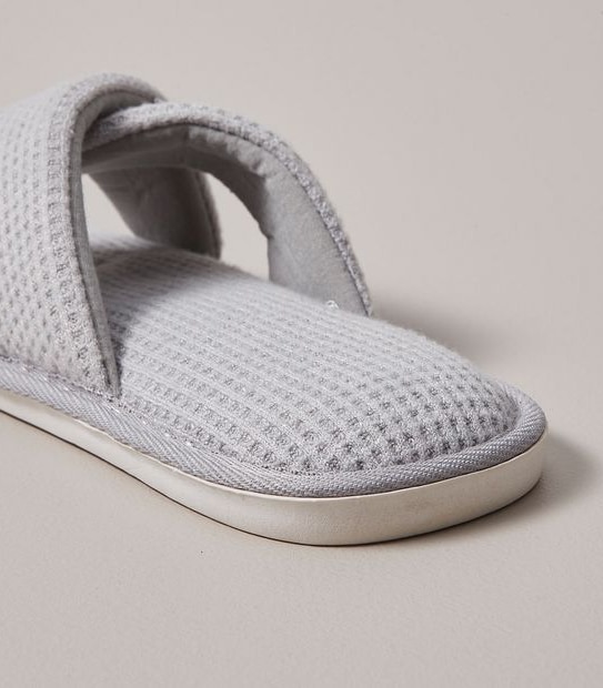Womens Hayley Waffle Jersey Scuff Slippers