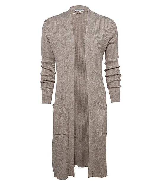 Longline Rib Cardigan - Light Brown 4 of 5