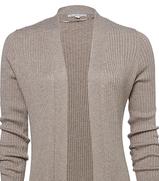 Longline Rib Cardigan - Light Brown 5 of 5
