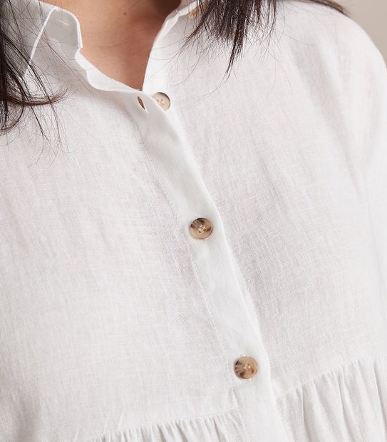 Maternity Linen Blen Gathered Peplum Shirt 3 of 5