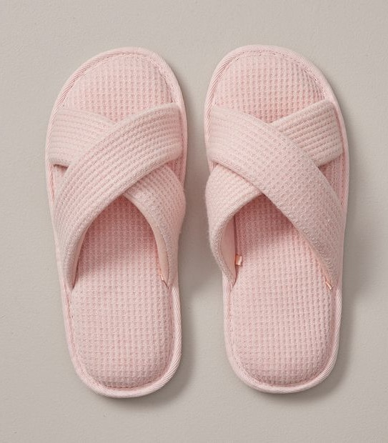 Womens Hayley Waffle Jersey Scuff Slippers