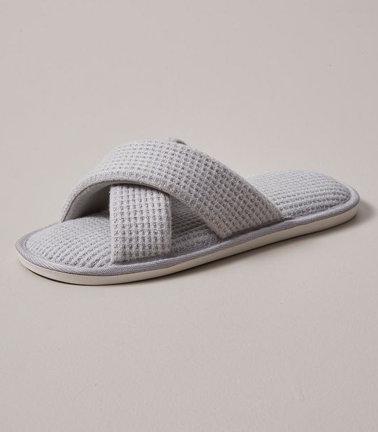 Womens Hayley Waffle Jersey Scuff Slippers