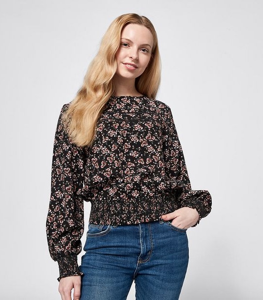Dannii Minogue Petites Frill Peasant Floral Top