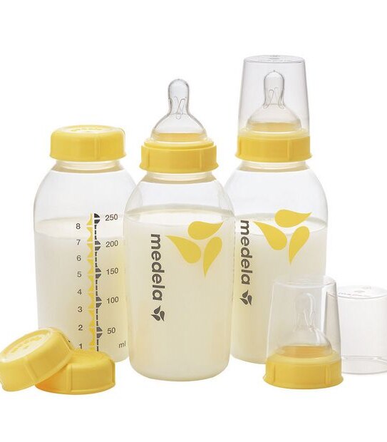 Medela 3 Pack Breast Milk Bottle Set Wide Base Medium Flow 250ml