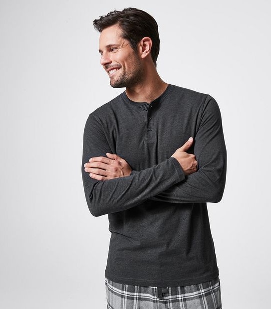 Long Sleeve Henley Sleep Top