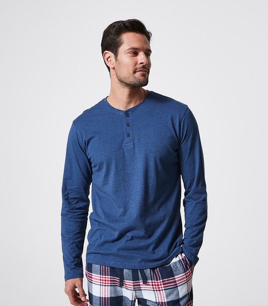 Long Sleeve Henley Sleep Top