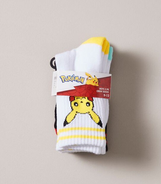 3 Pack Pokemon Crew Socks