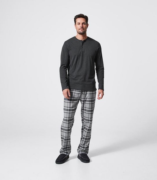 Long Sleeve Henley Sleep Top