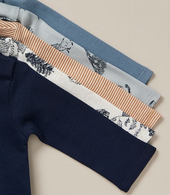 5 Pack Baby Organic Cotton Bodysuits 5 of 6