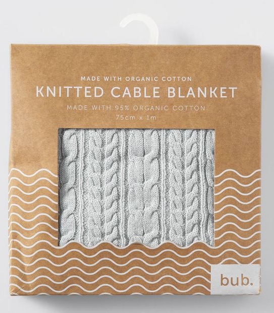 Baby Organic Cotton Cable Knitted Blanket