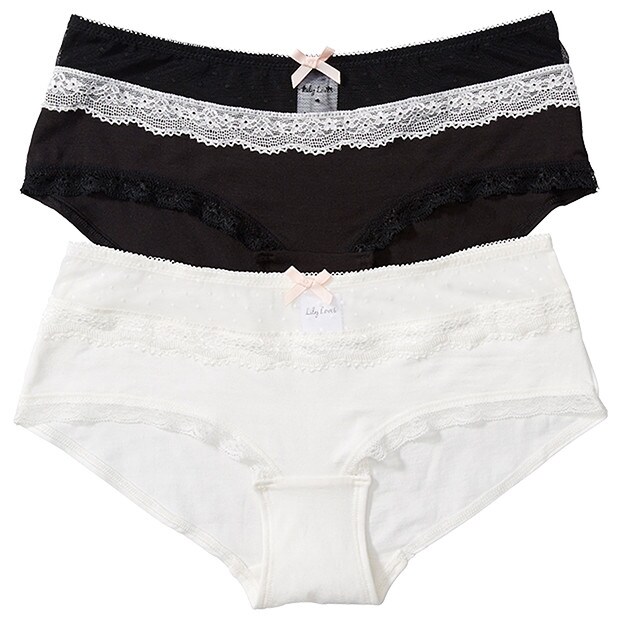 Lily Loves 2 Pack Boyleg Briefs - Black/Snow White Lily Loves 2 Pack Boyleg Briefs - Black/Snow White