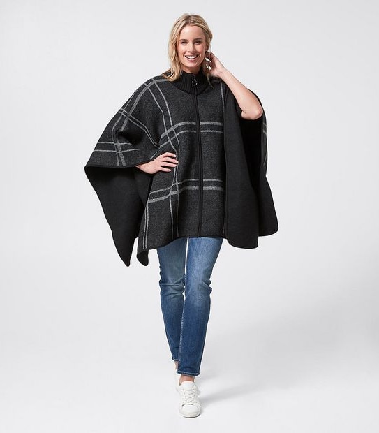 Zip Front Woven Wrap - Black