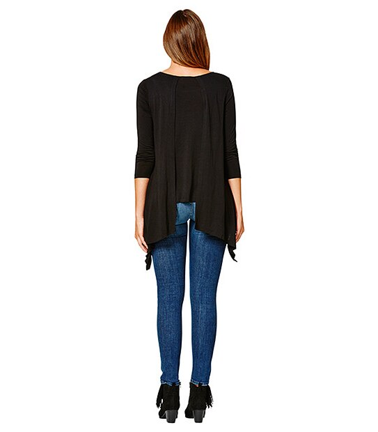 Life & Style Split Back Top - Black 2 of 5