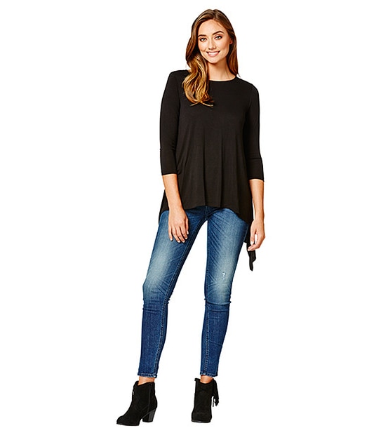 Life & Style Split Back Top - Black 3 of 5
