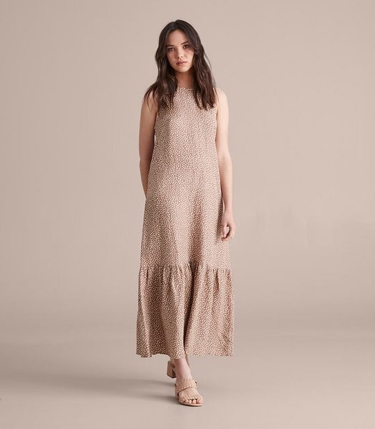Preview Linen Blend Tiered Maxi Dress