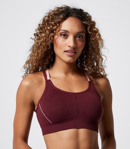 Medium Impact Double Strap Seamfree Wireless Sports Crop Bra