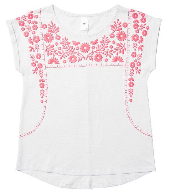 Short Sleeve Puff Paint Floral T-Shirt