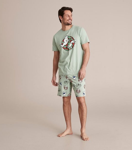 Mens Ghostbusters Family Matching Cotton Glow In The Dark Pyjama Set