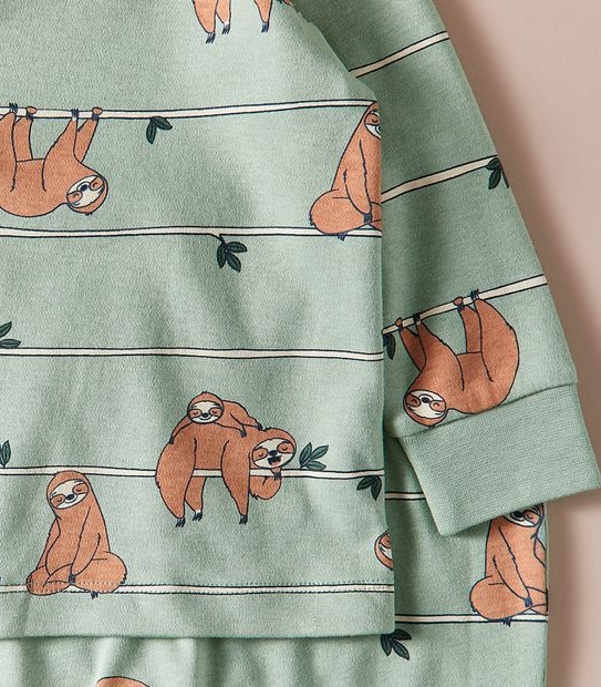 Baby Organic Cotton Sloth Pyjama Set 3 of 5