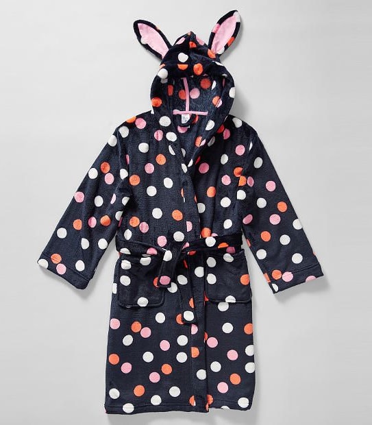 Spot Coral Fleece Dressing Gown With Bunny Ears