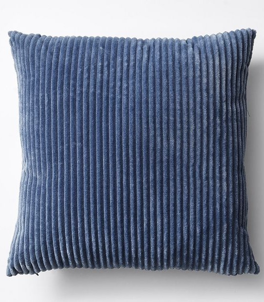 Mara Ribbed Velvet Cushion - Denim Blue