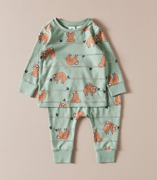 Baby Organic Cotton Sloth Pyjama Set 1 of 5