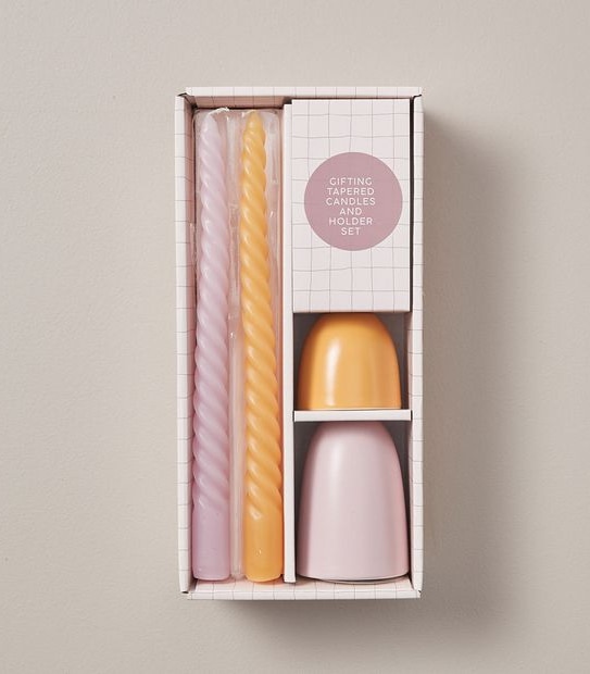 Gifting Tapered Candles And Holder Set