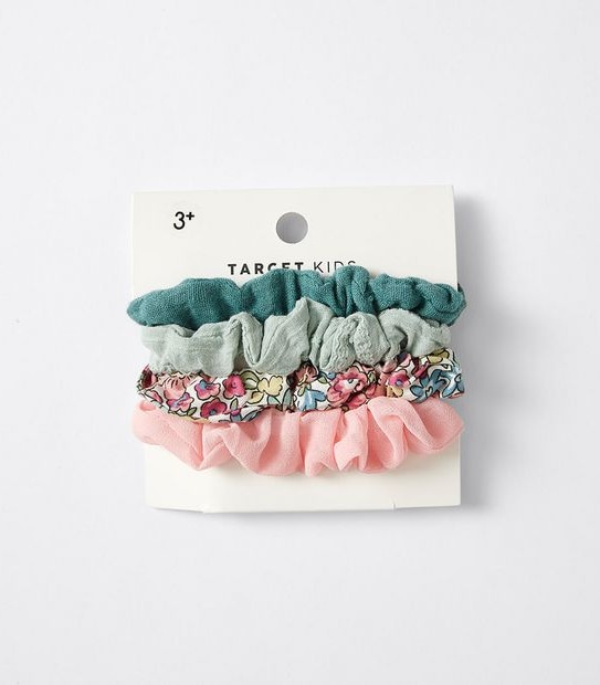 Kids Ditsy Solid Scrunchies 4 Pack